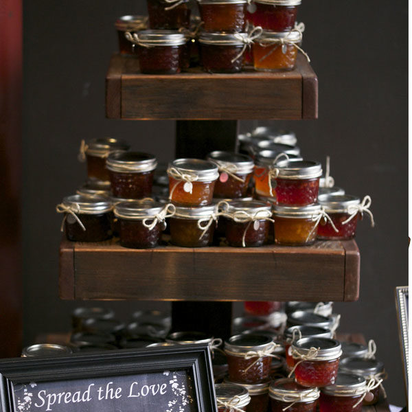 3-tier rustic stand displaying party favors