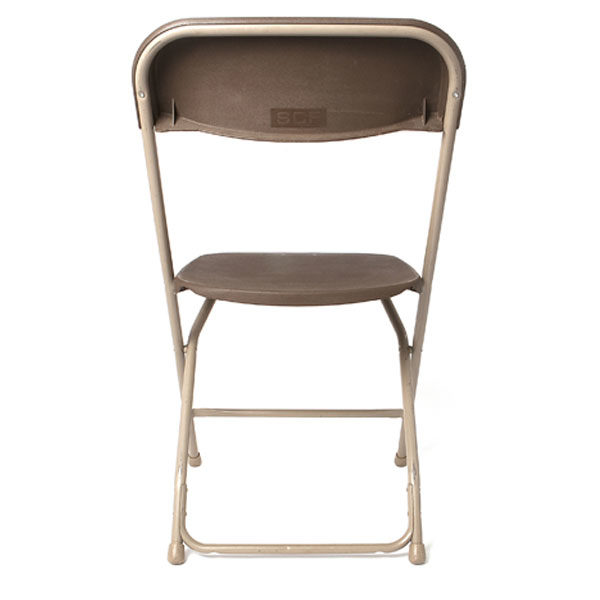 basic brown folding chair- back view