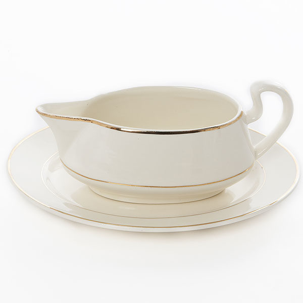 Gravy boat with plate - Gold rim