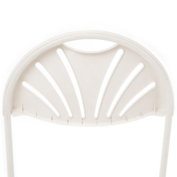 Back view-White fan back folding chair