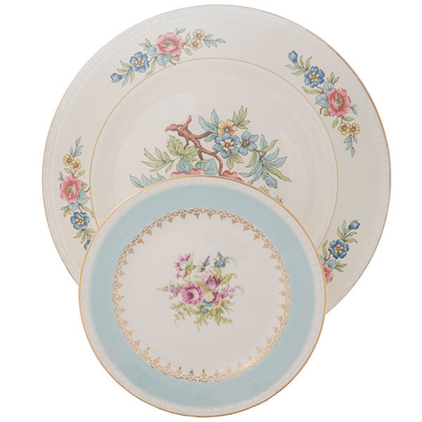 Vintage charm with a mix and match of beautiful china. Mix and match designs will lend a country elegance to your table.