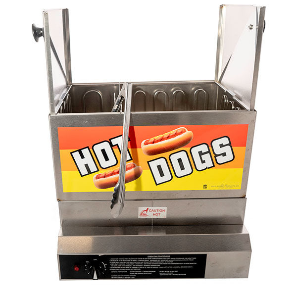 Hot dog steamer open